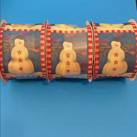 3 rolls holiday snowman ribbon rustic Christmas - Picture 1 of 4